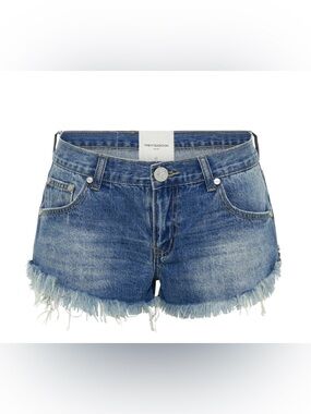One Teaspoon Dukes Low Waist faded blue Frayed Hem Denim Shorts Size 30 Waist